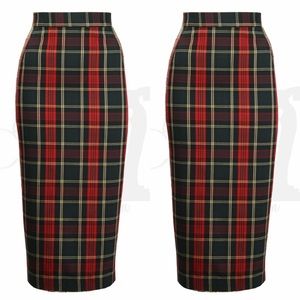 House of Foxy Tartan Pencil Skirt